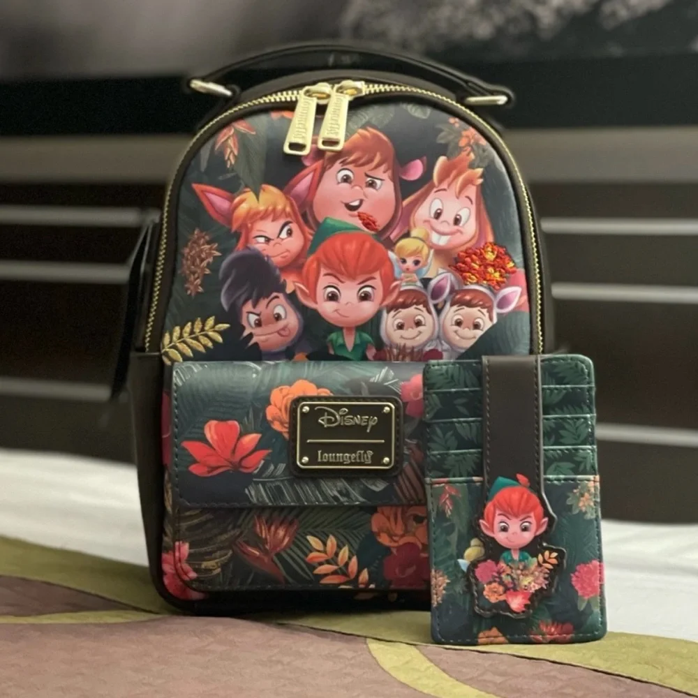Loungefly Disney Peter Pan Mini Backpack with Wallet Set NWT